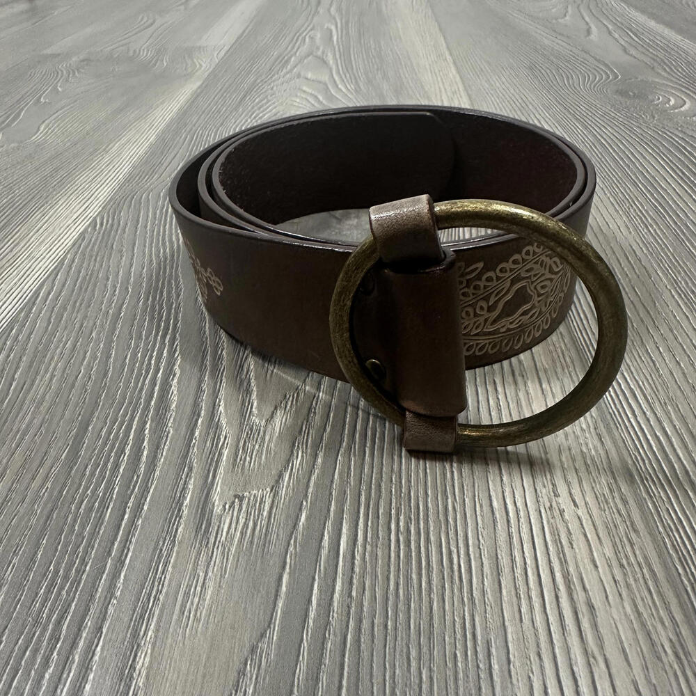 Gap Brown Leather Belt with Paisley Details and Gold‎ Buckle